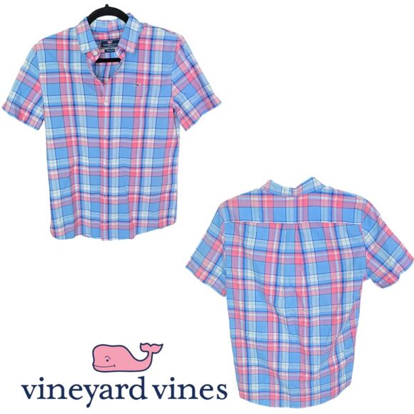 Vineyard Vine Whale Classic Fit Tuck Shirt Mens Short Sleeve Size Large - Picture 1 of 5